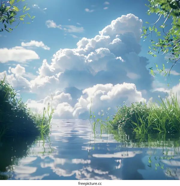 Tranquil Lakeside Scenery Under a Cloudy Sky