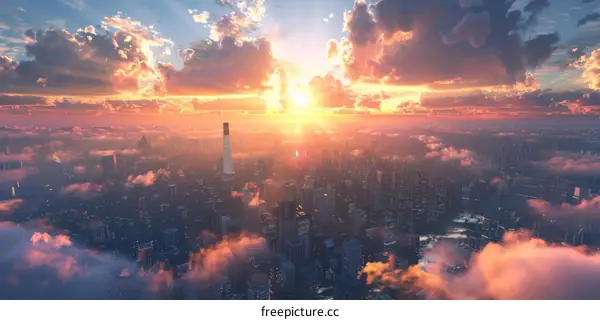 Sunrise Cityscape Illustration