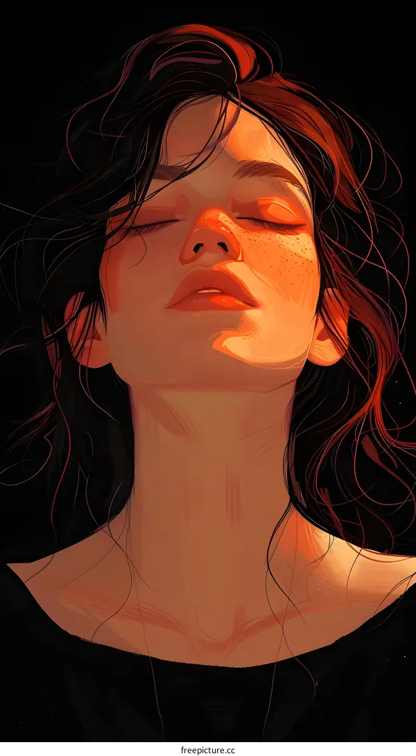 portrait of a young woman with her eyes closed