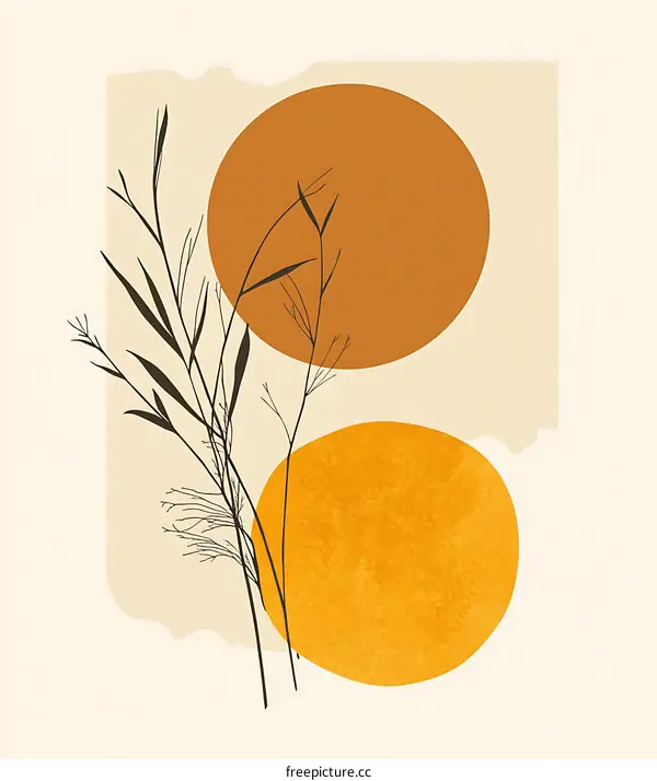Abstract Minimalist Art Print With Sun and Grass