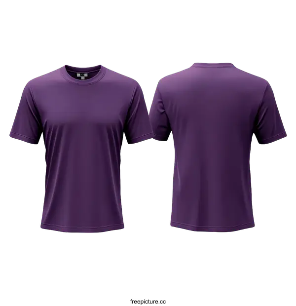 [Transparent Background PNG]Purple T-Shirt Mockup Front and Back View