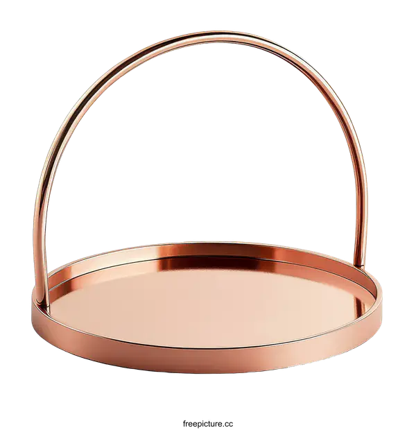 [Transparent Background PNG]Rose Gold Round Serving Tray with Handle