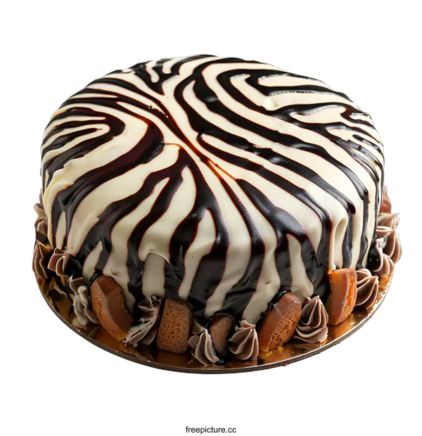 [Transparent Background PNG]A cake with white and brown icing