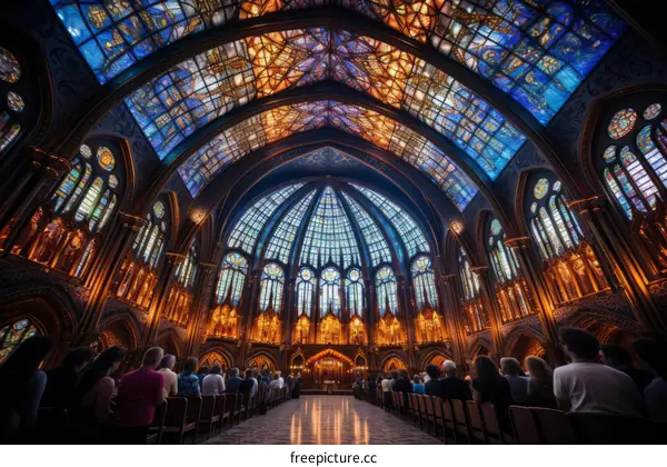 Stained Glass Windows of a Cathedral