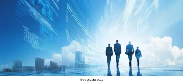 Business Team Moving Towards Future Technology