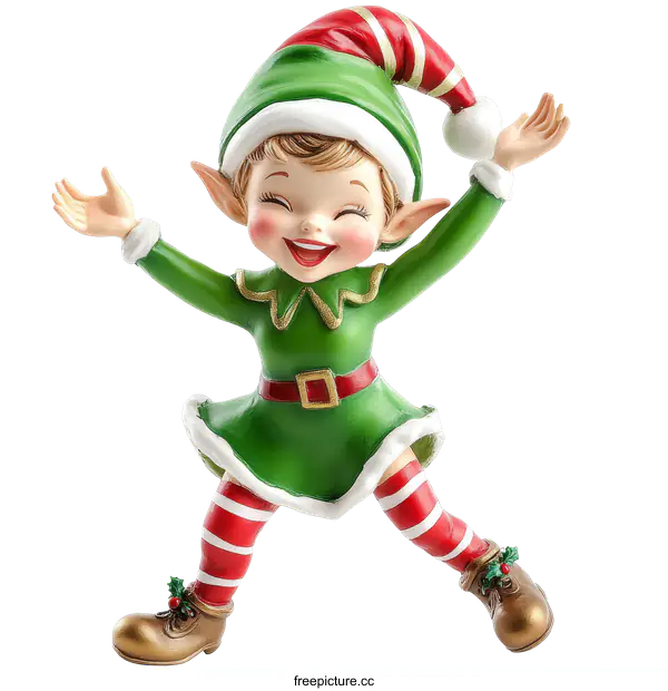 [Transparent Background PNG]Christmas Elf Figurine  Holiday Decor