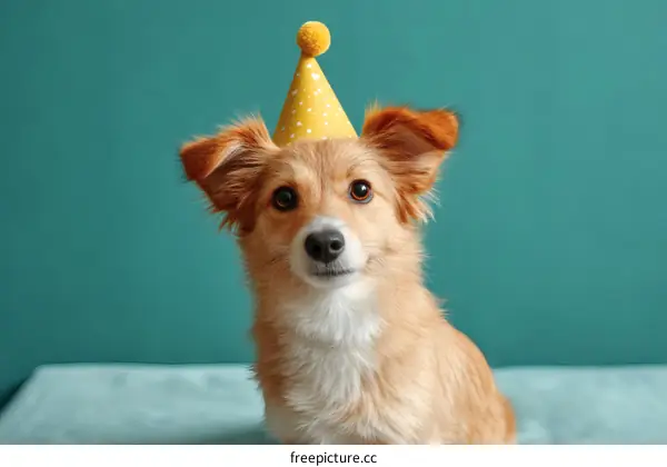 Adorable Dog Wearing a Party Hat