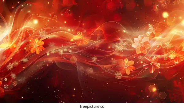 Auspicious Red Petals and Snowflakes