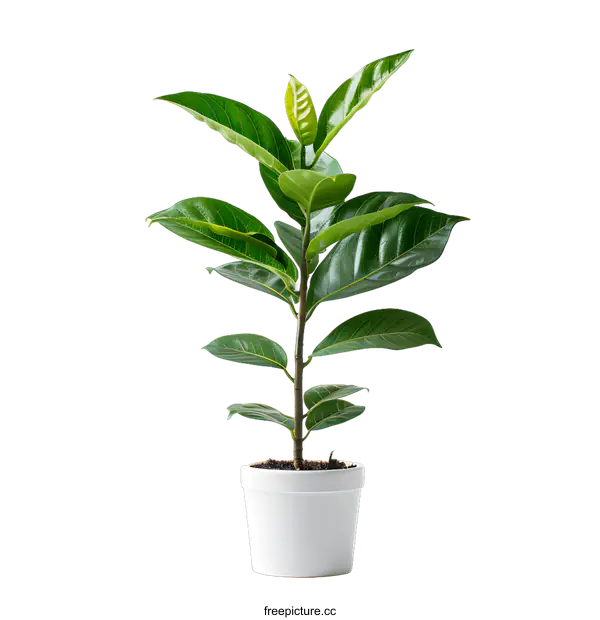 [Transparent Background PNG]Green plant in a white pot against a white background