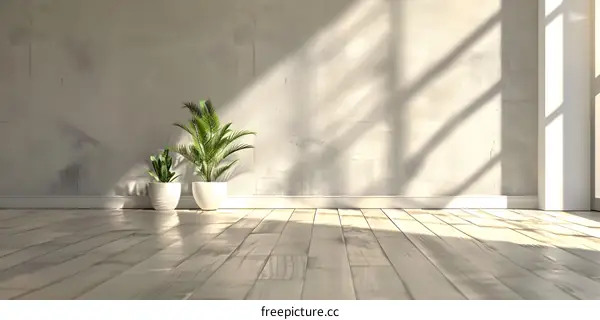 Minimalist Interior Design with Sunlight and Plants