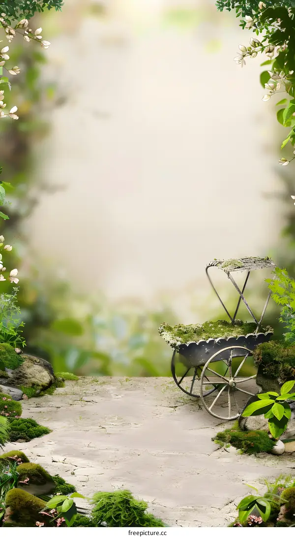 Vintage Baby Carriage In The Garden