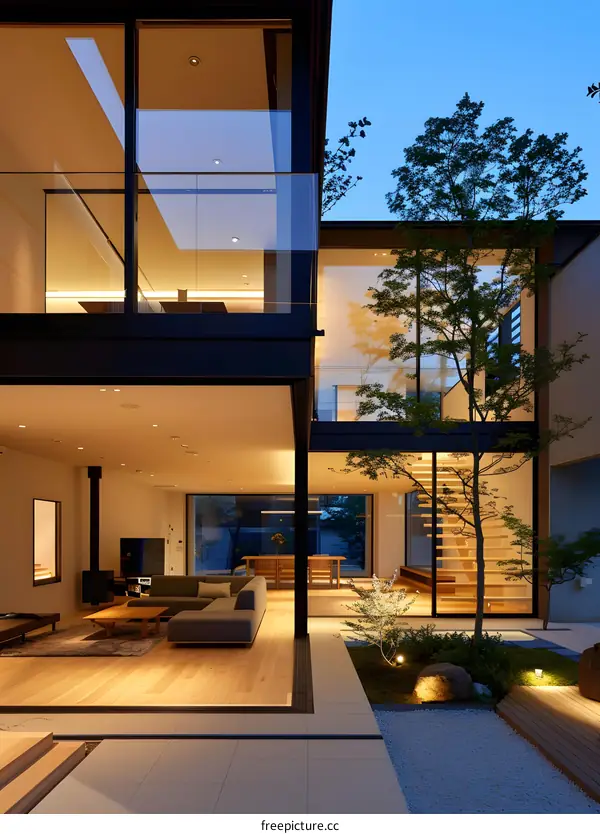 Modern Japanese Home with Open Floor Plan and Minimalist Design