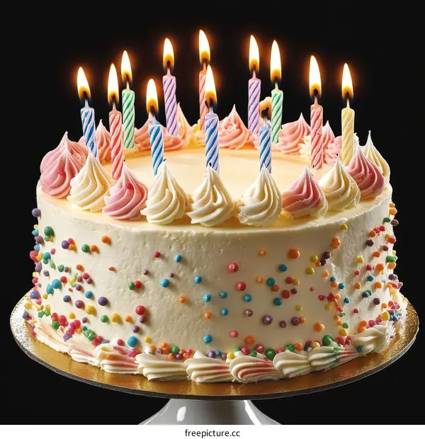 Colorful Birthday Cake with Candles