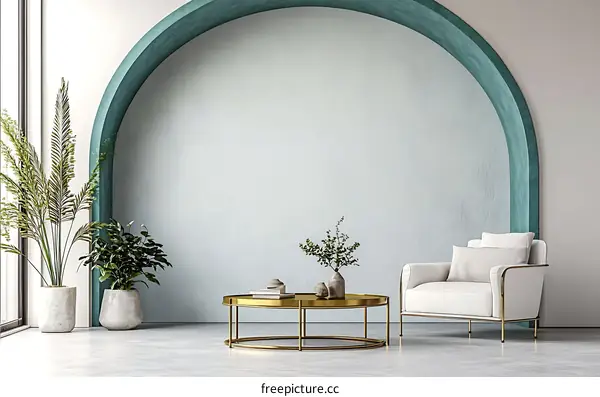 Modern Minimalist Living Room Design with Archway