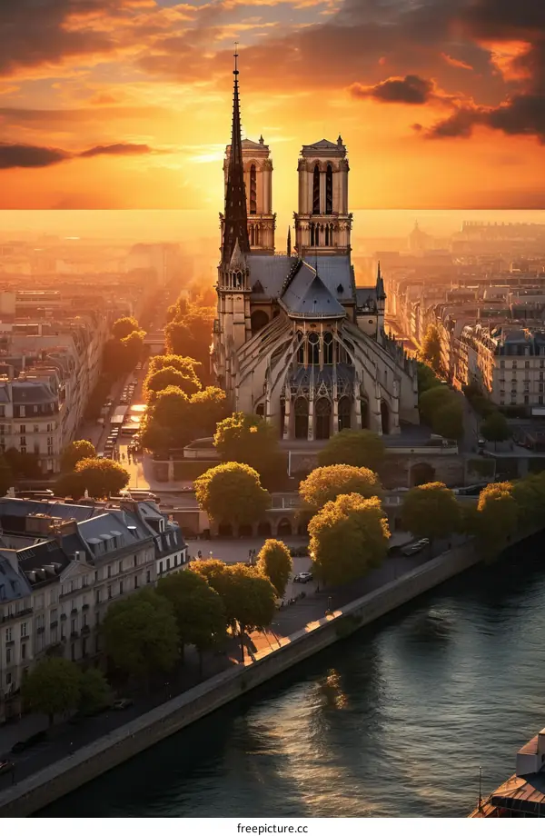 Notre Dame Cathedral at Sunset, Paris