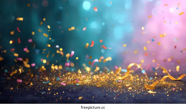 Celebration Festive Confetti and Ribbons Background