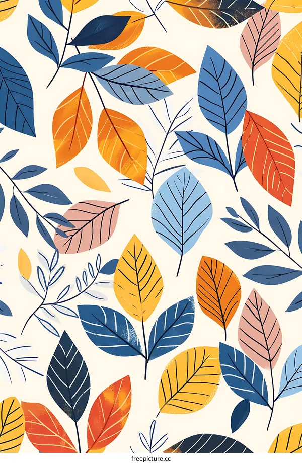 Colorful Autumn Leaves Seamless Pattern