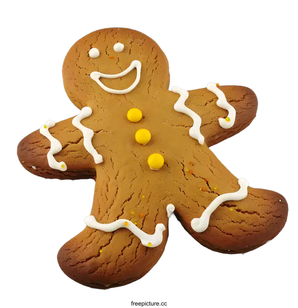 [Transparent Background PNG]Gingerbread Man Cookie  with White Icing