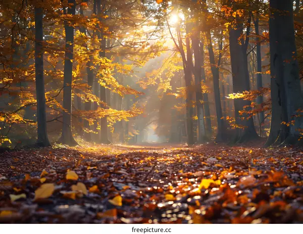 Autumn Forest Path Sunlight