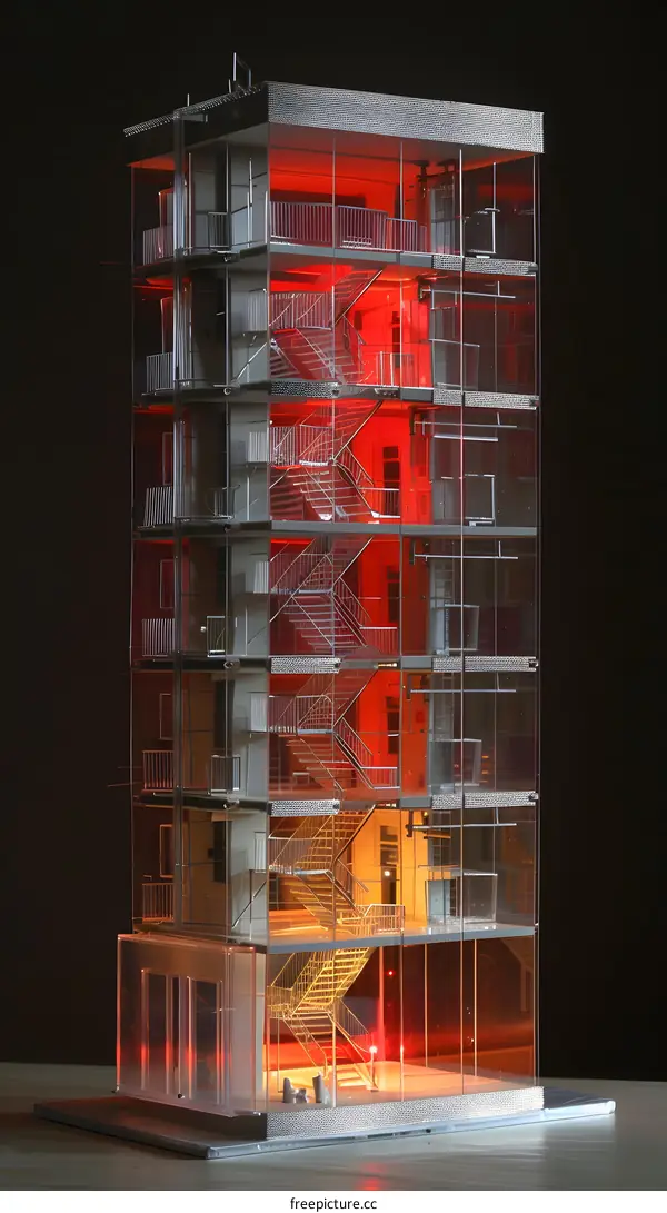 Transparent Building Model With Interior Lighting