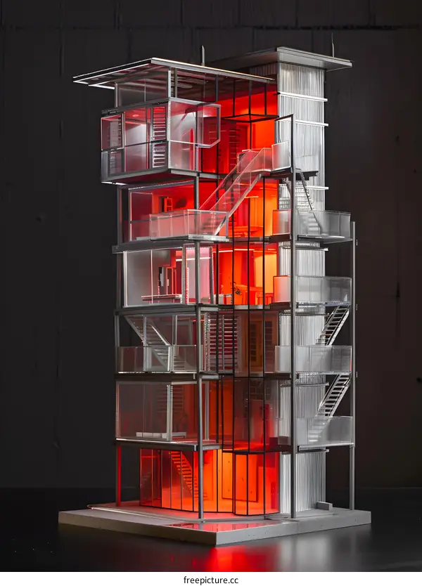Glass and Steel Modern Architecture Model