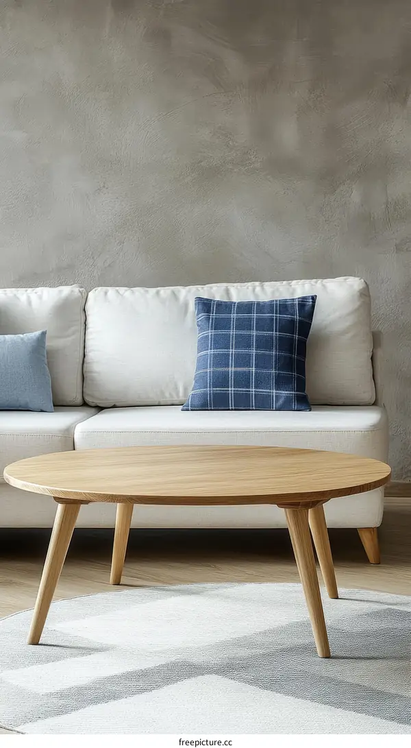 Modern Living Room with Wooden Coffee Table