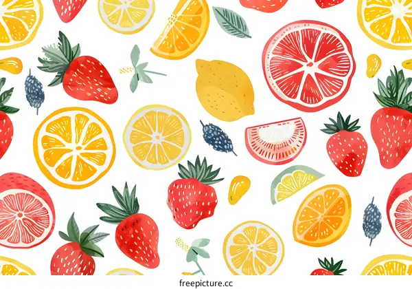 Watercolor Seamless Pattern With Fruit