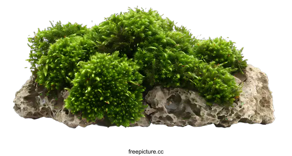 [Transparent Background PNG]Green Moss on Rock Isolated on White Background