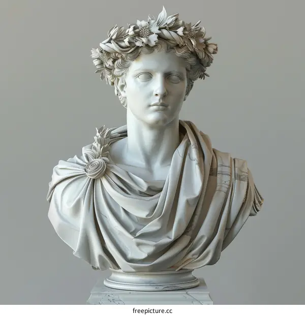 Ancient Roman Bust Sculpture of a Young Man