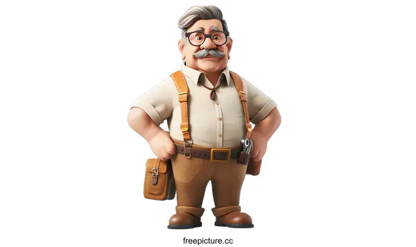 [Transparent Background PNG]Happy Repairman Character Illustration