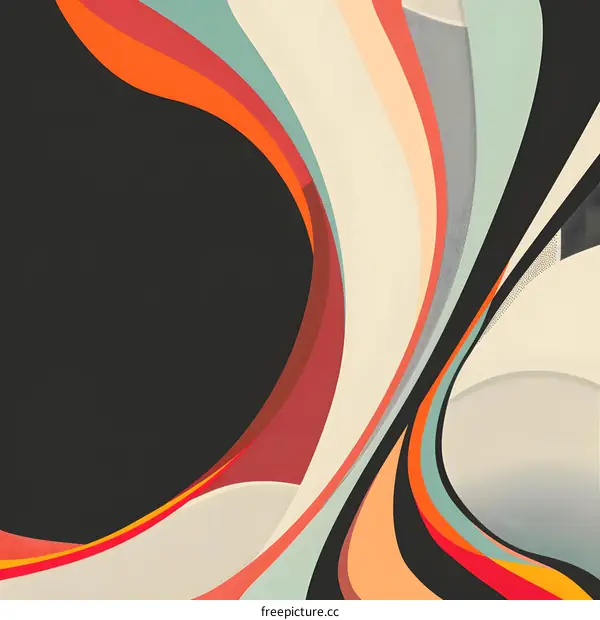 Abstract Colorful Curved Lines Retro Design Background