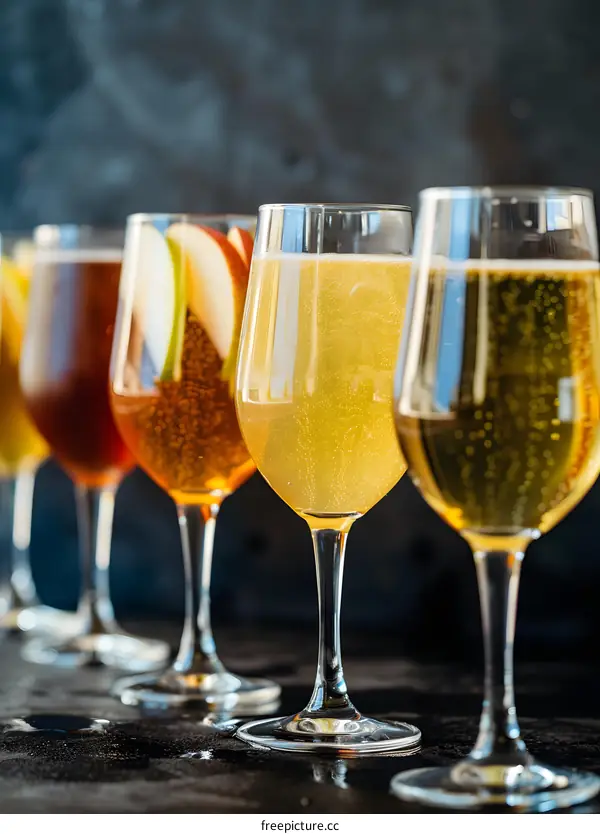 Variety of Alcoholic Drinks in Glasses