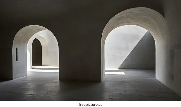 Sunlight Streaming Through Arches in a Building