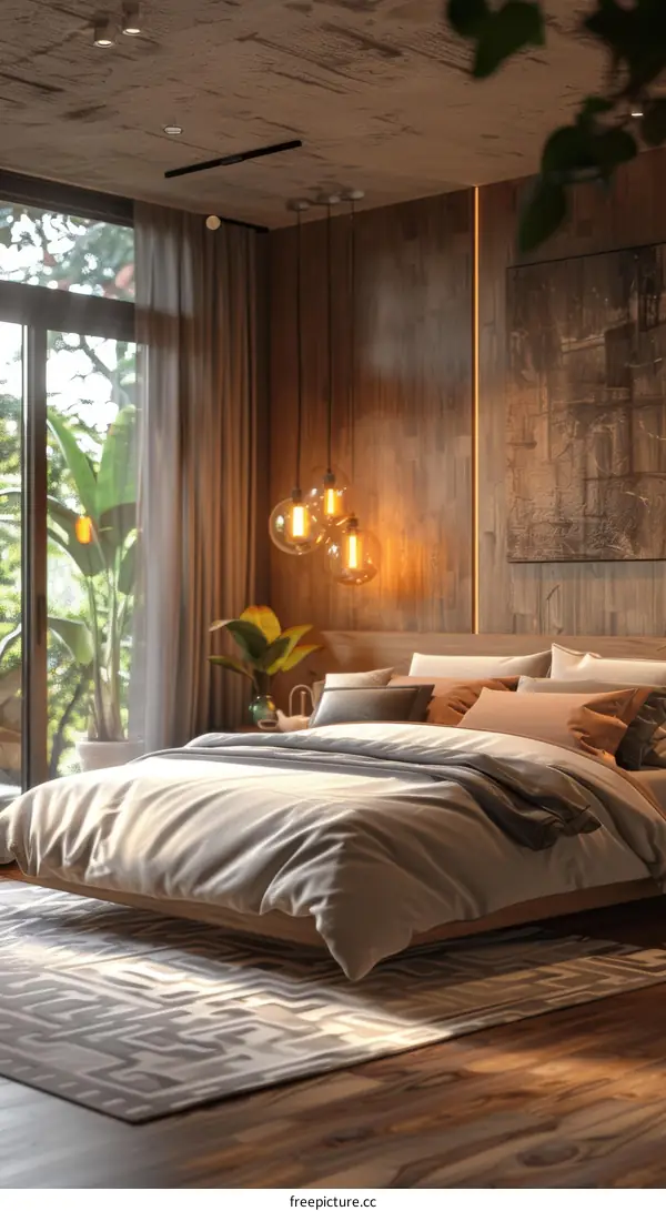 Modern Bedroom Interior Design with Warm Wooden Accents