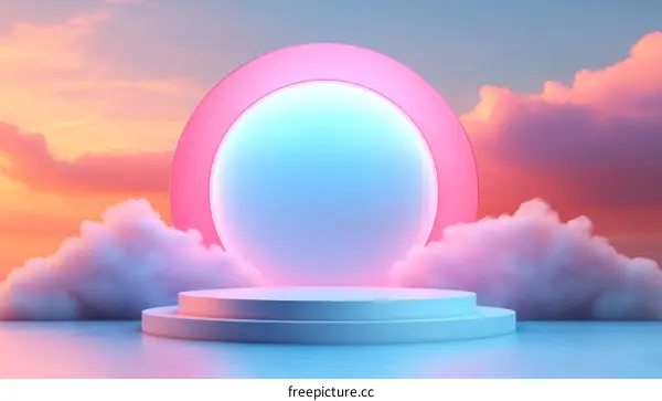 Abstract Neon Pastel Cloud Stage Platform