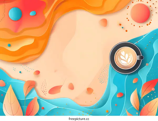 Abstract Summer Beach Coffee Cup Background
