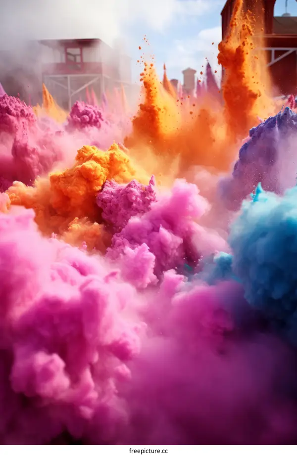 Colorful powder explosion on a white background