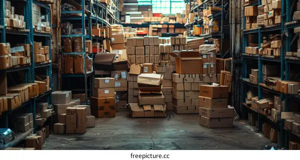 Massive Warehouse Filled with Cardboard Boxes