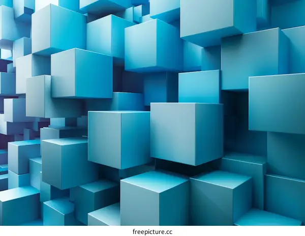 Blue Abstract 3D Cubes Background