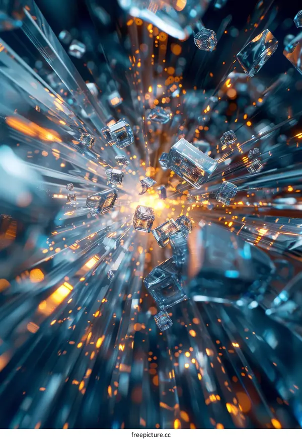 Abstract Futuristic Explosion of Geometric Shapes