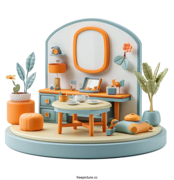 [Transparent Background PNG]Cozy Minimalist Room Interior Design