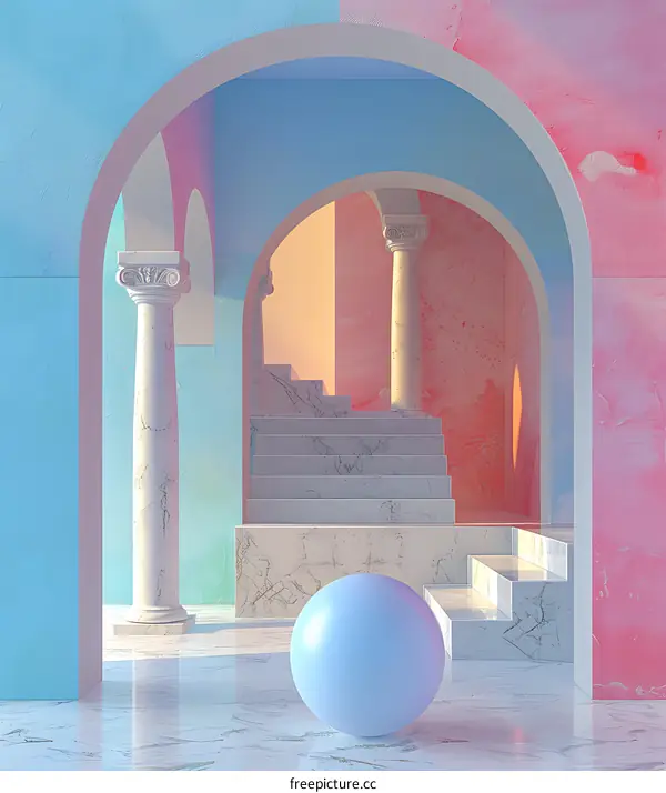 Abstract Architecture With Archway And Marble Floor