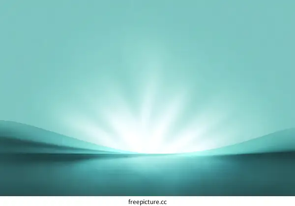 Abstract Mint Green Sunrise Landscape Illustration