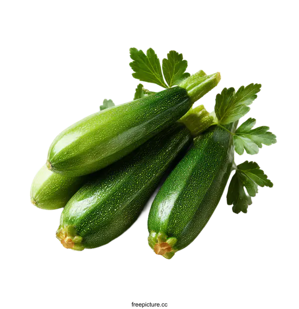 [Transparent Background PNG]Fresh Green Zucchini Vegetables Close-up