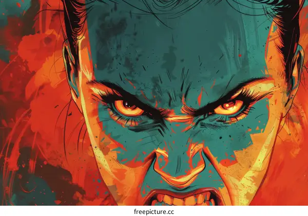 Close-up portrait of a fierce-looking woman