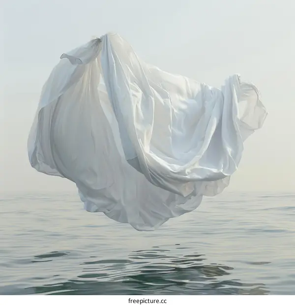 A white cloth floating above the sea