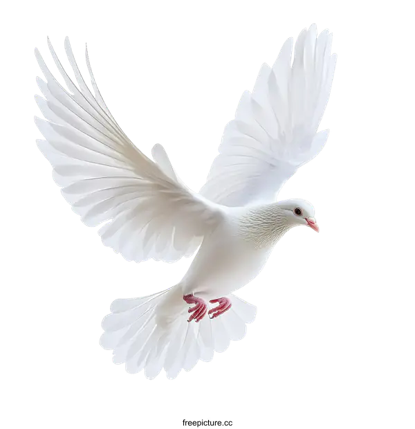 [Transparent Background PNG]White Dove in Flight against a White Background