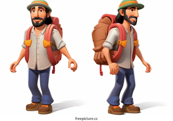 Male Hiker with a Large Backpack