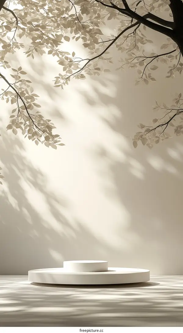 Elegant Minimalist Product Showcase with Natural Light and Branches
