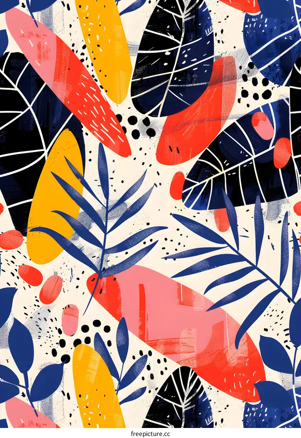 Abstract Tropical Leaves Seamless Pattern